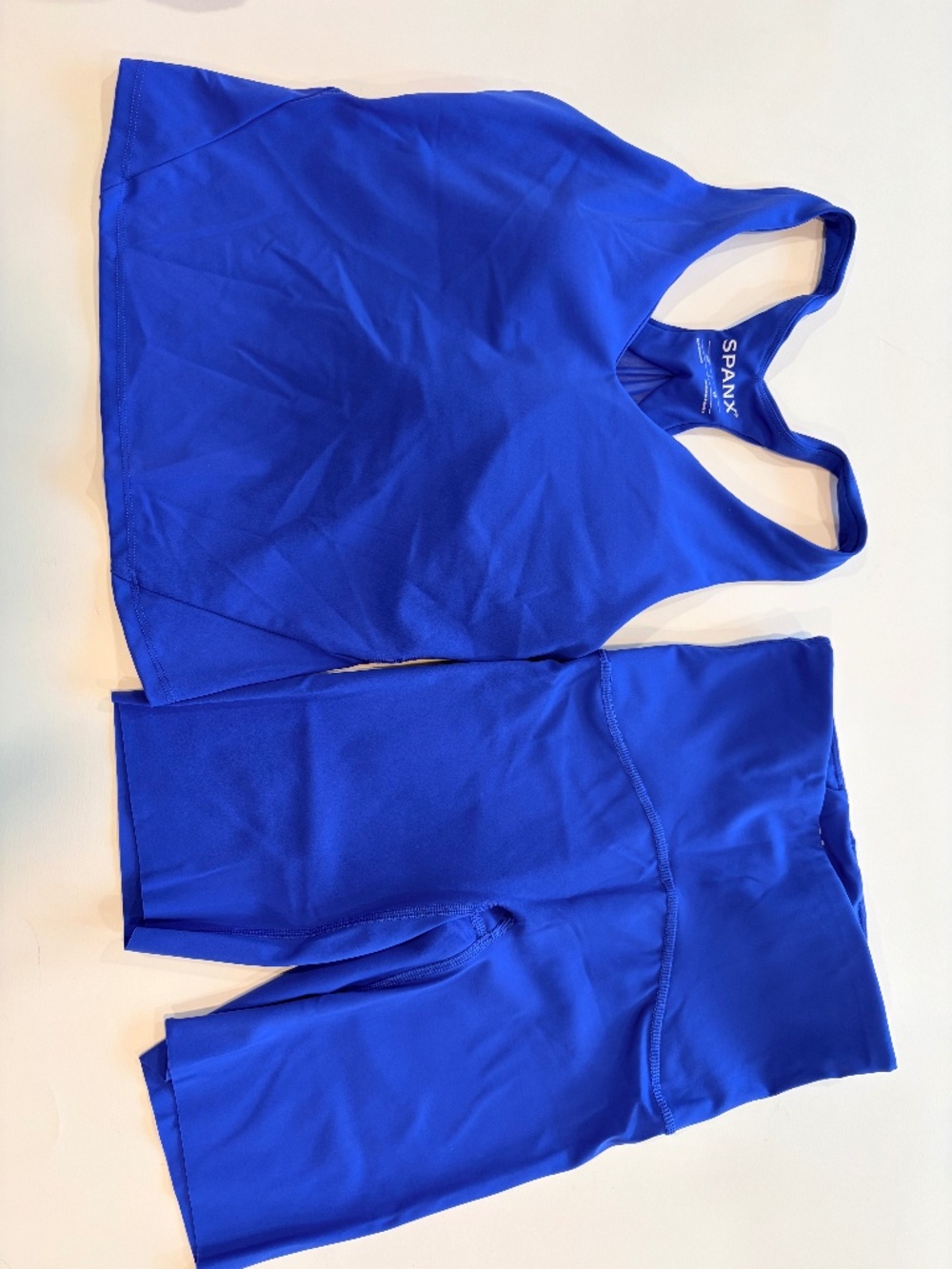 SPANX Women’s Workout Set XS Cobalt Blue Tank + Biker Shorts Activewear